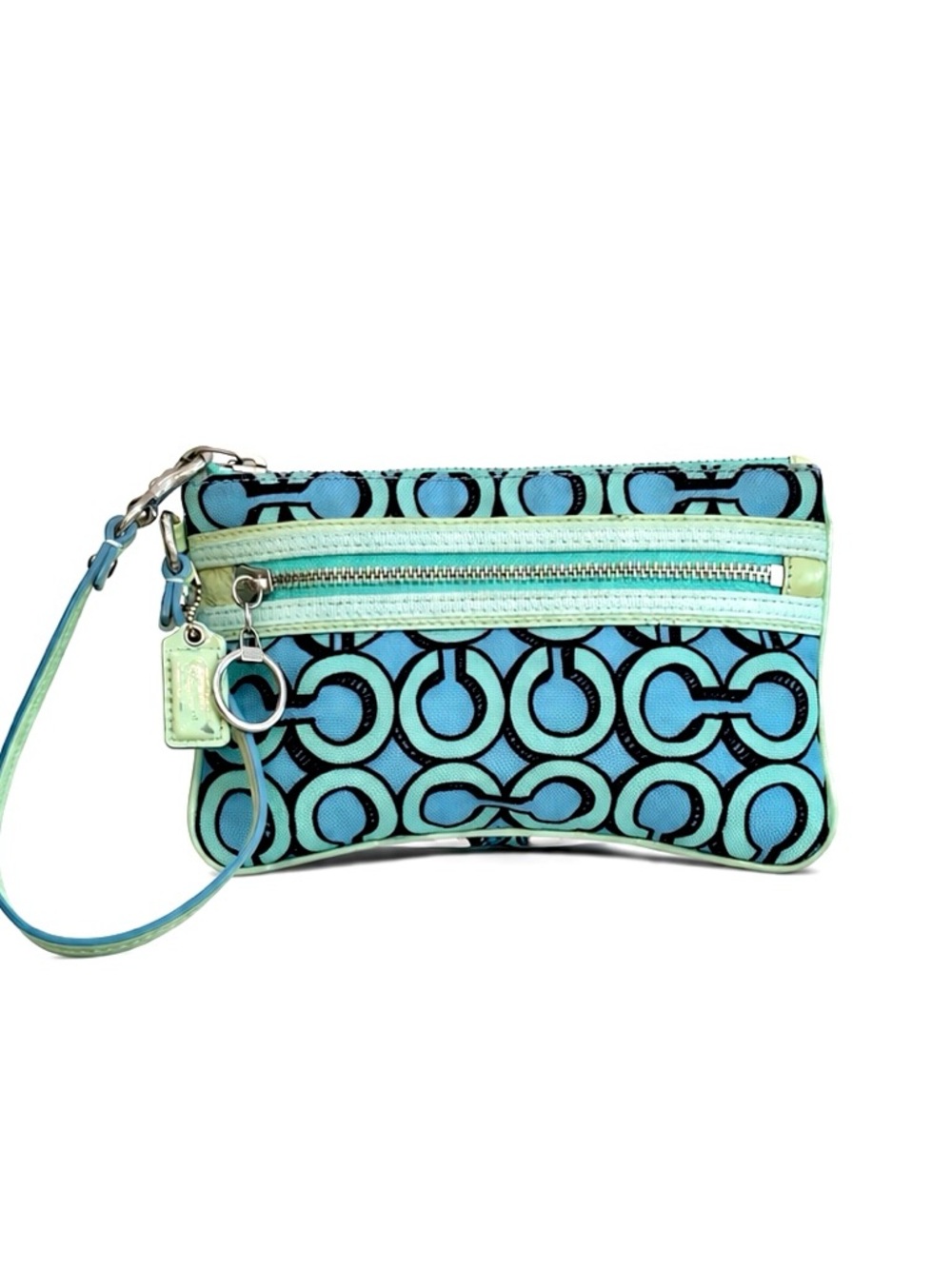 COACH Poppy Vintage 3D Art Blue & Teal Wristlet